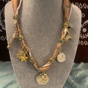 Gold-Tone Seashell & Charm Boho Necklace - Neutral